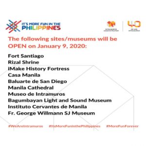 Public Advisory: Sites and Museums open on January 9