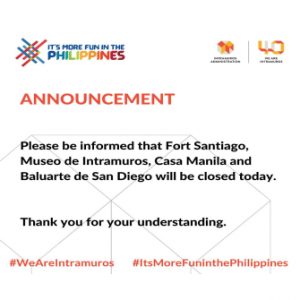 Public Advisory: Sites closed today, January 13, 2020